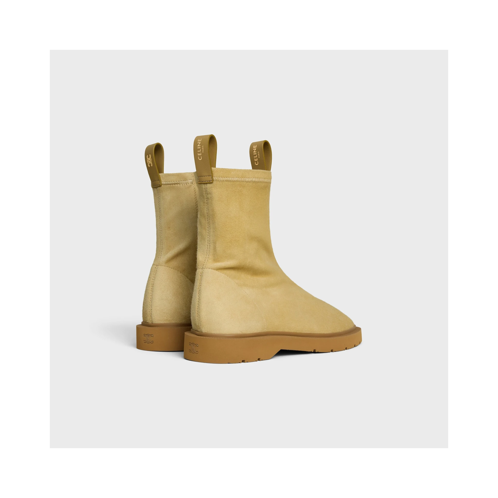 Suede stretch leather ankle boots