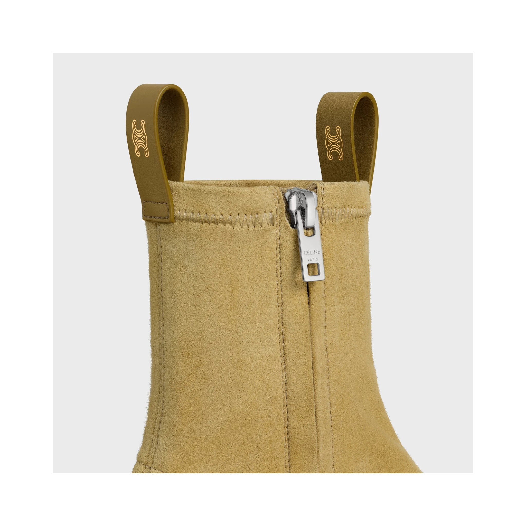 Suede stretch leather ankle boots