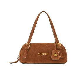 Tag suede bowling shoulder bag