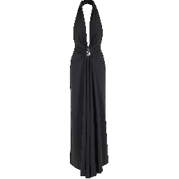 فستان هالتر من الليكرا المكشكش مزين بقلادة كريستالية