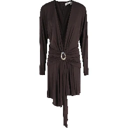 STONE PIN SCARF DRAPE MINI DRESS