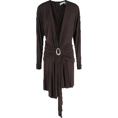 STONE PIN SCARF DRAPE MINI DRESS