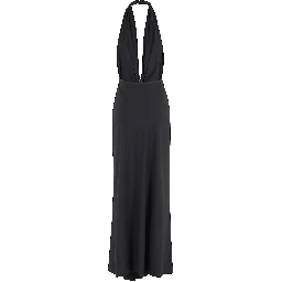 فستان هالتر من الليكرا المكشكش مزين بقلادة كريستالية