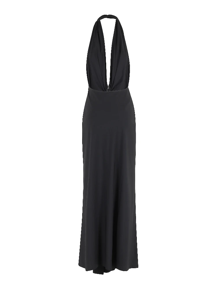 فستان هالتر من الليكرا المكشكش مزين بقلادة كريستالية alternative