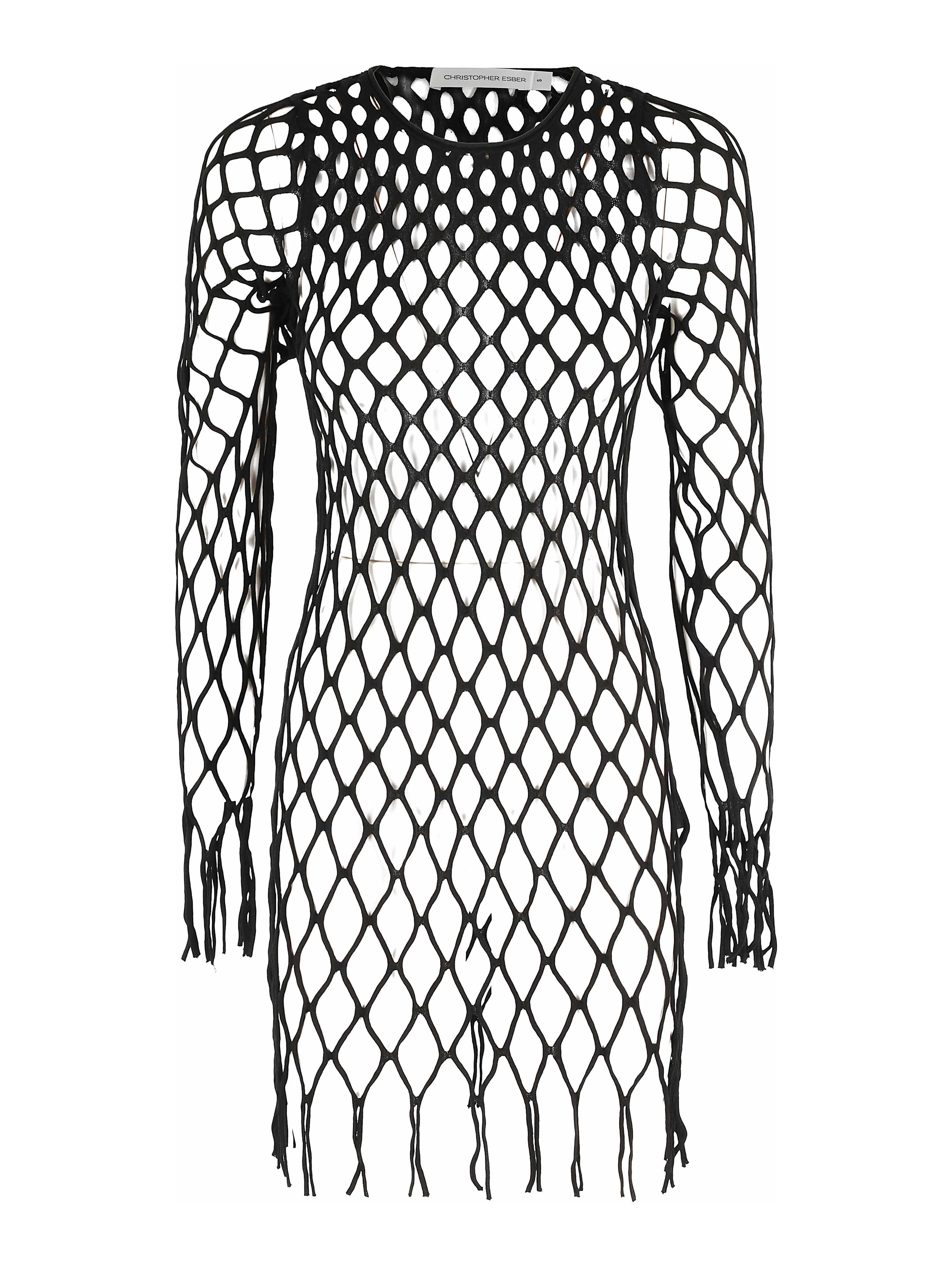 KNITTED MESH MINI DRESS