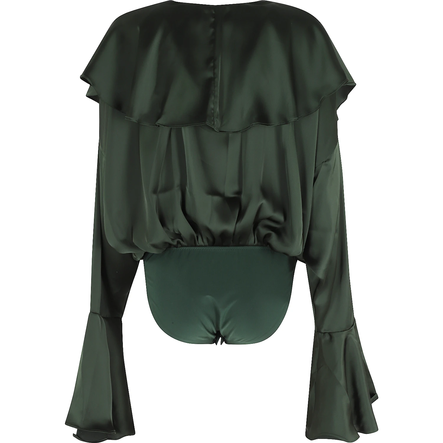 LONG SLEEVE DEEP V RUFFLE BODYSUIT