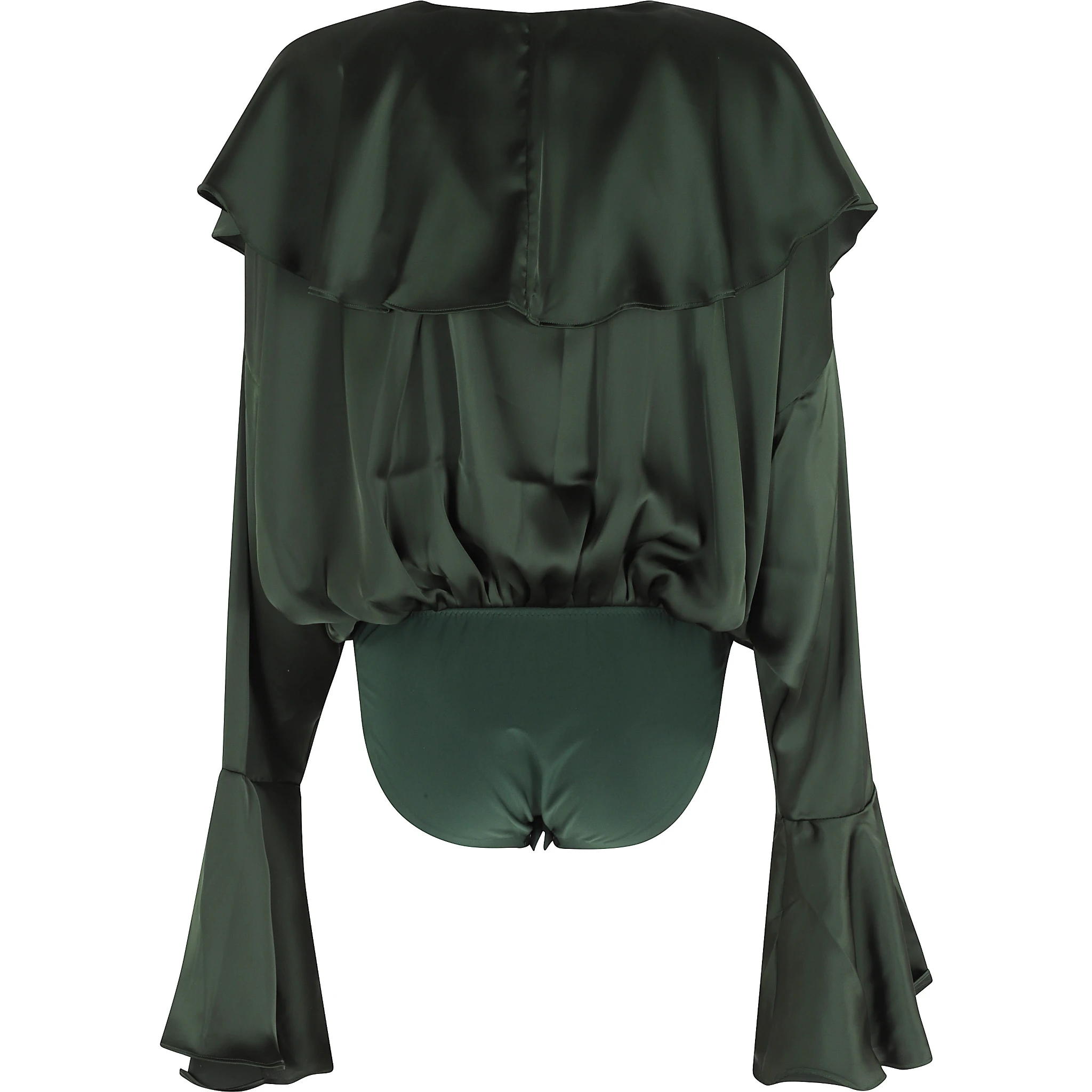 LONG SLEEVE DEEP V RUFFLE BODYSUIT