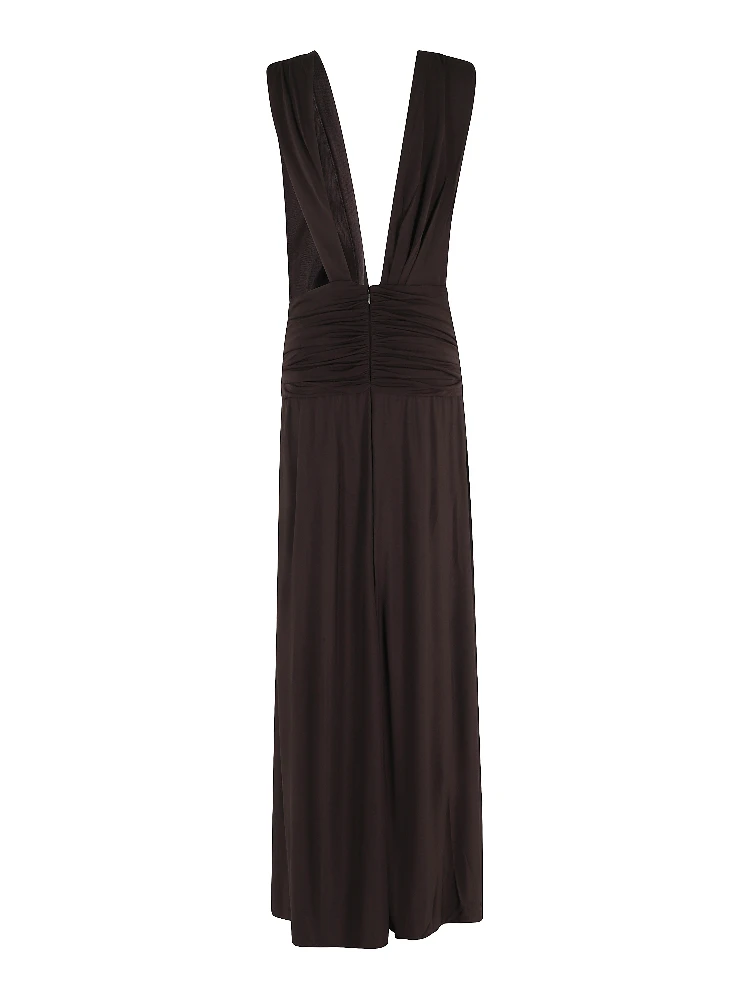 فستان طويل مزين بدبابيس حجرية ووشاح. alternative