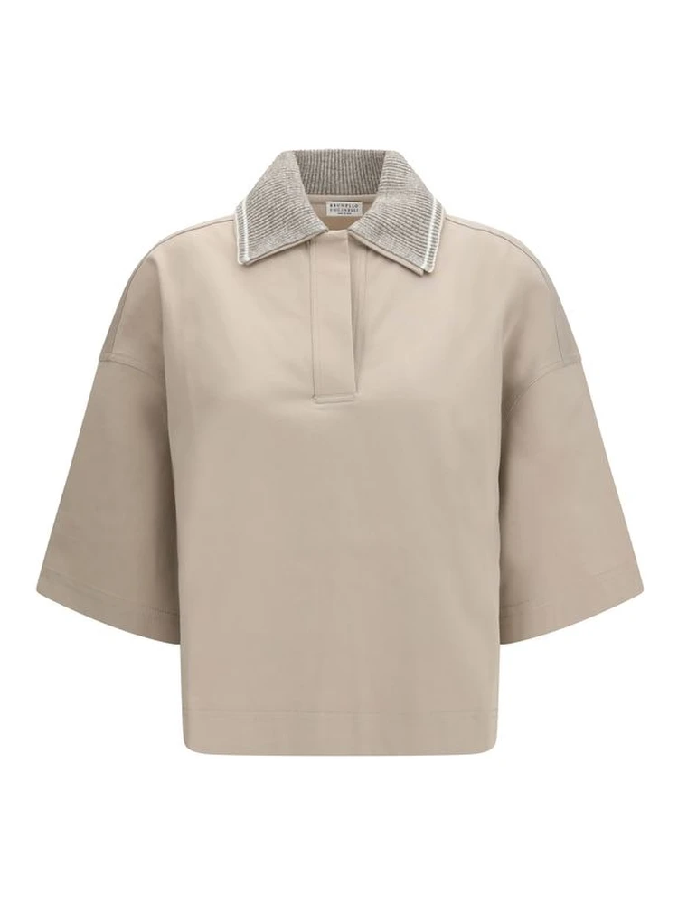 Beige Cotton Polo Shirt