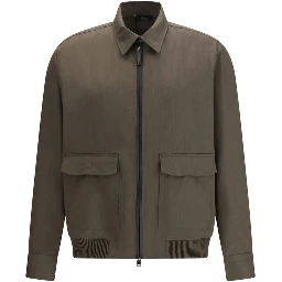 Bicolor Wool Full-Length Jacket