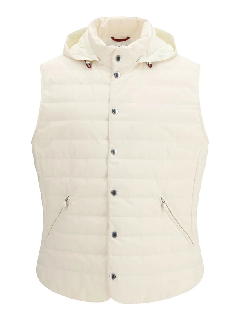 Beige Polyester Sleveless Jacket