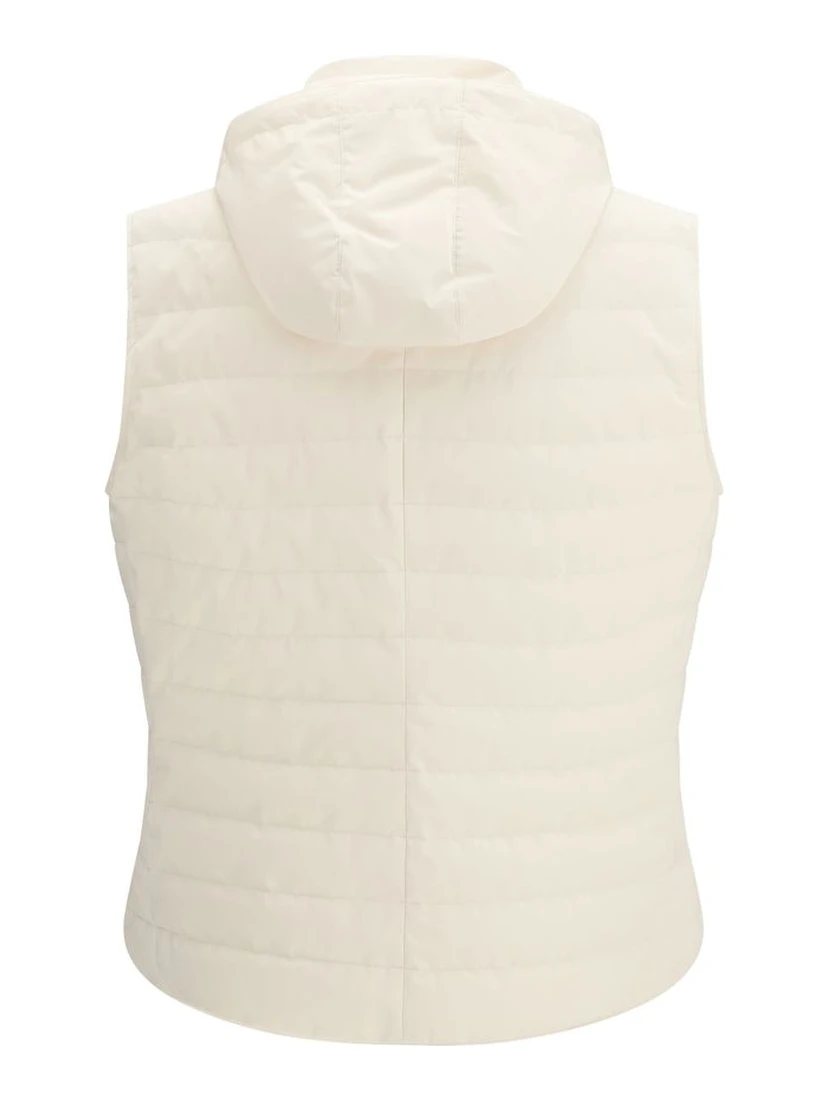 Beige Polyester Sleveless Jacket