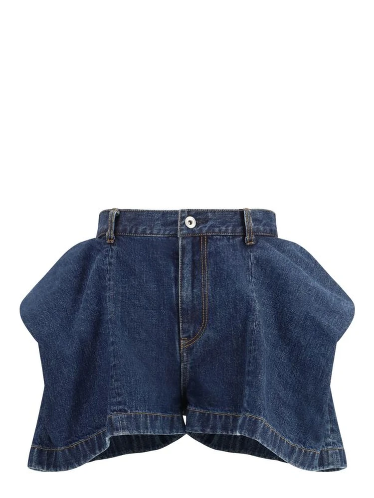 Blue Cotton Bermuda Shorts