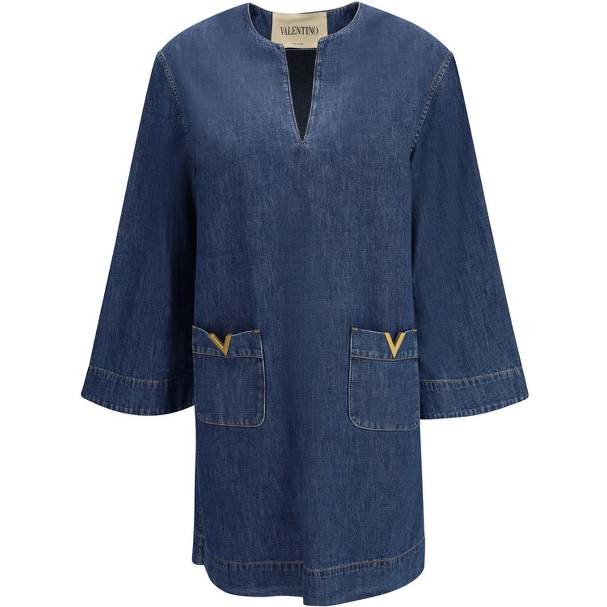 Blue Cotton Casual Dress