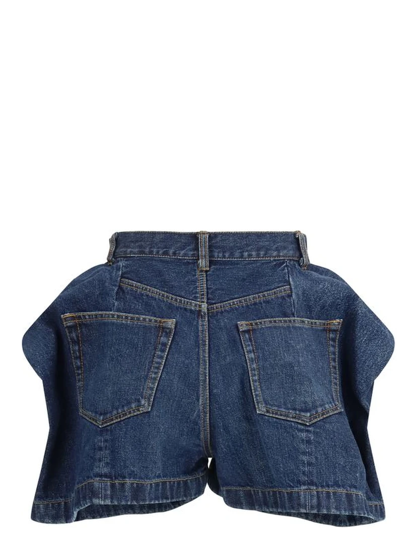 Blue Cotton Bermuda Shorts