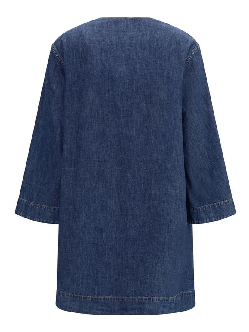 Blue Cotton Casual Dress