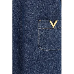 Blue Cotton Casual Dress