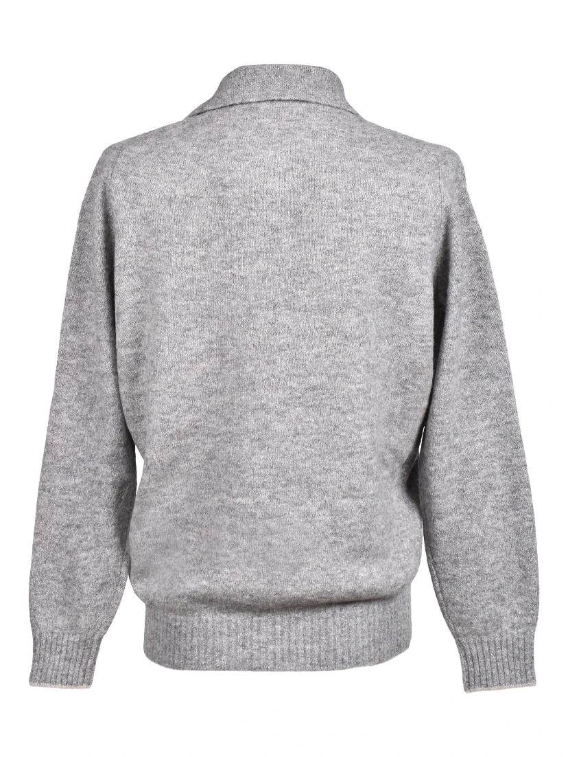 Gray Leather Sweatshirt