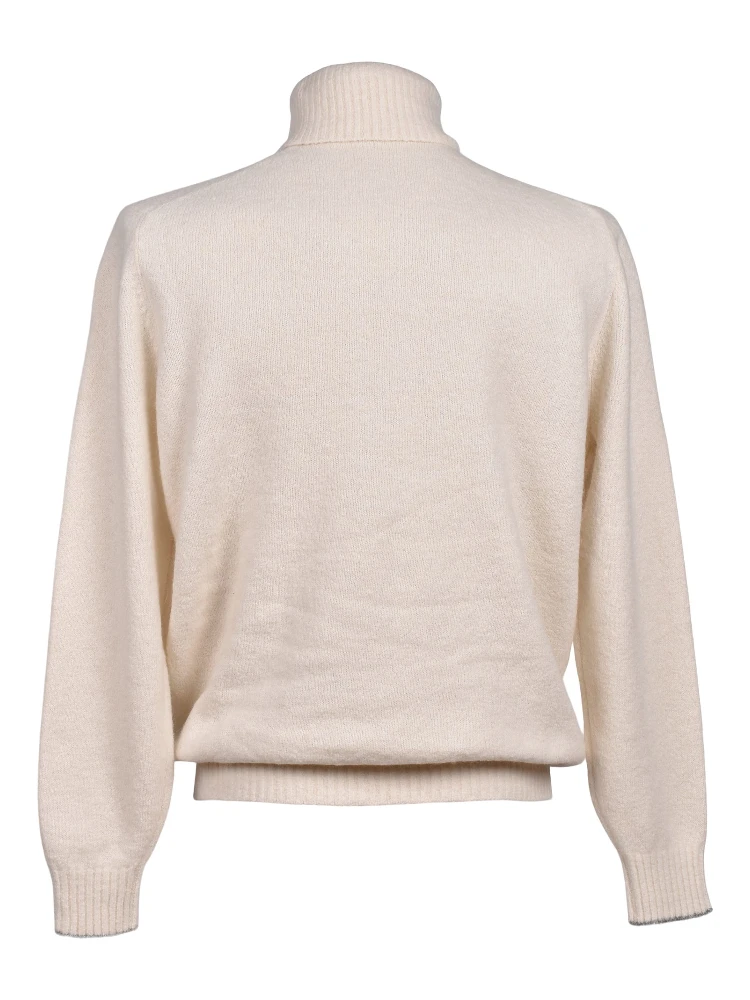 White Leather Turtleneck