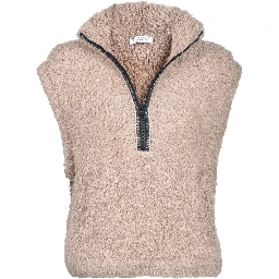 Brown Cashmere Sleeveles Sweater