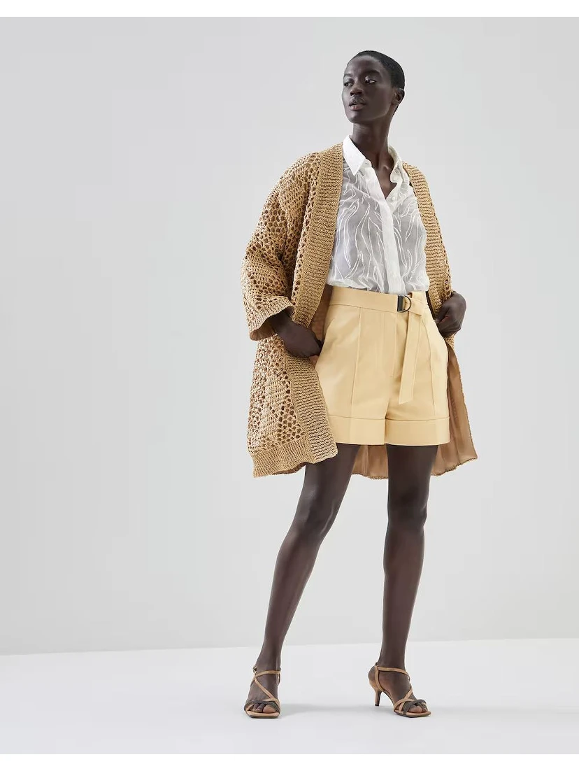 Beige Polyamide Biker Jacket