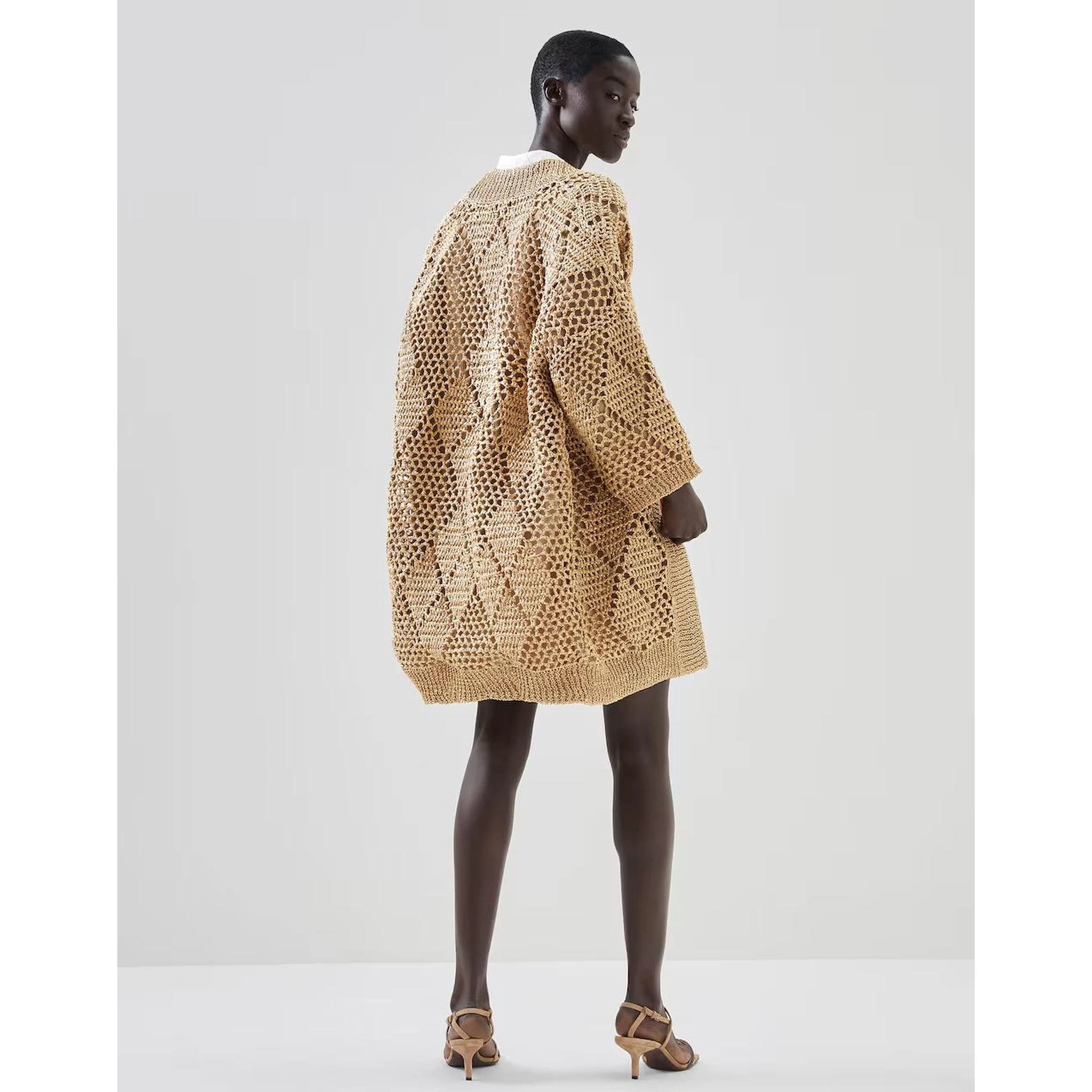 Beige Polyamide Biker Jacket