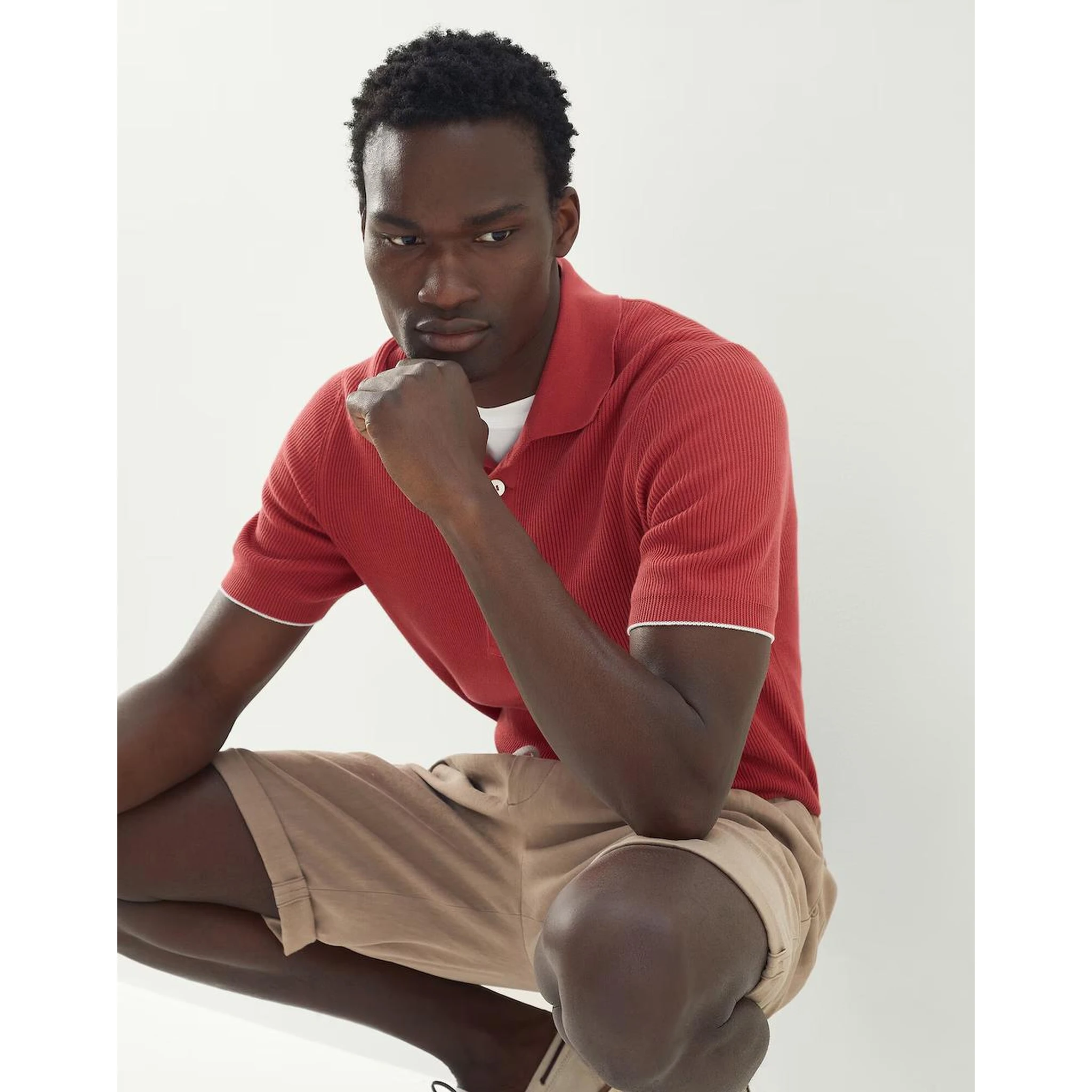 Beige Cotton Polo Shirt