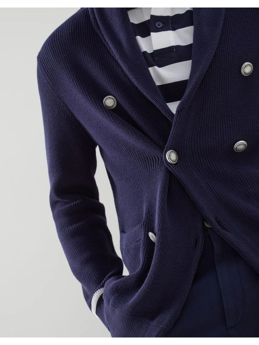 Navy Blue Cotton Cardigan