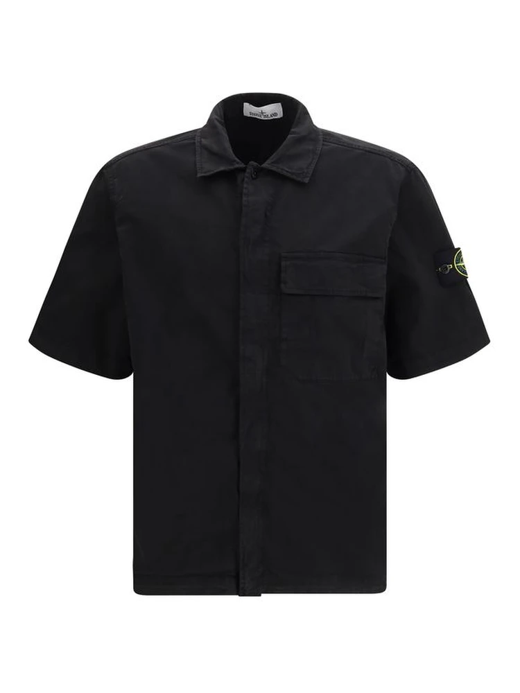 Black Cotton Shortsleeve Shirt
