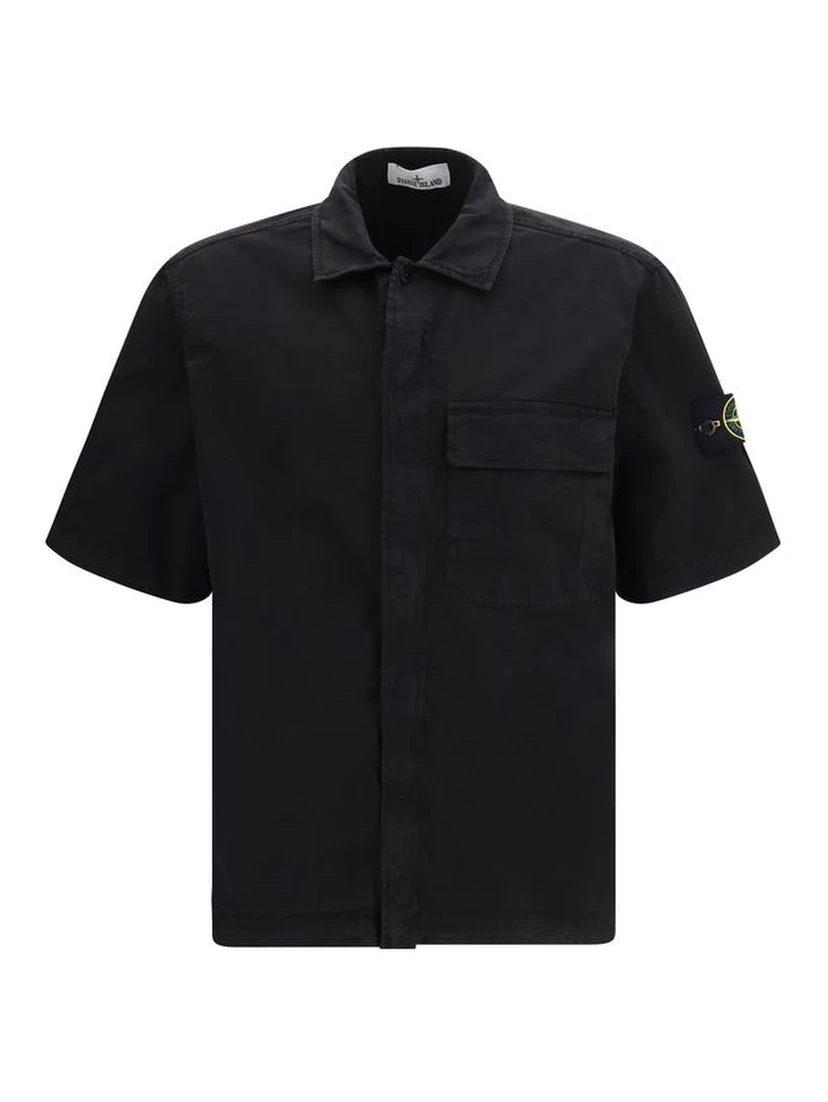 Black Cotton Shortsleeve Shirt