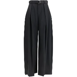 Black Polyester Casual Pants