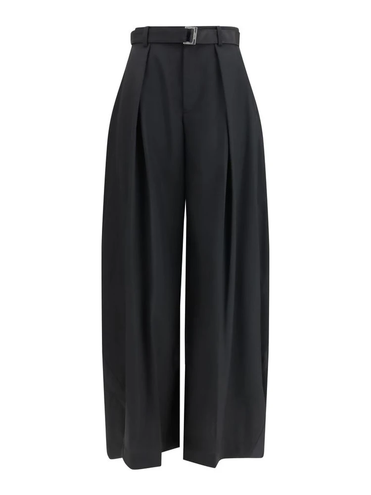 Black Polyester Casual Pants