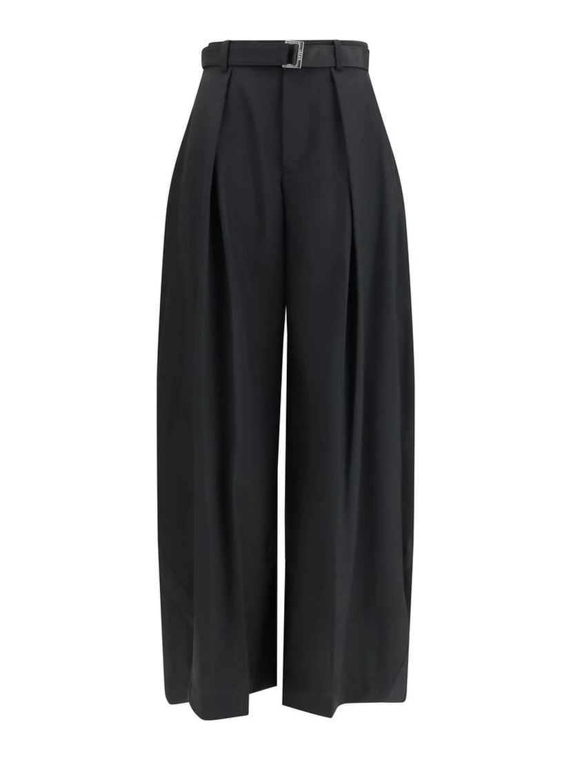 Black Polyester Casual Pants