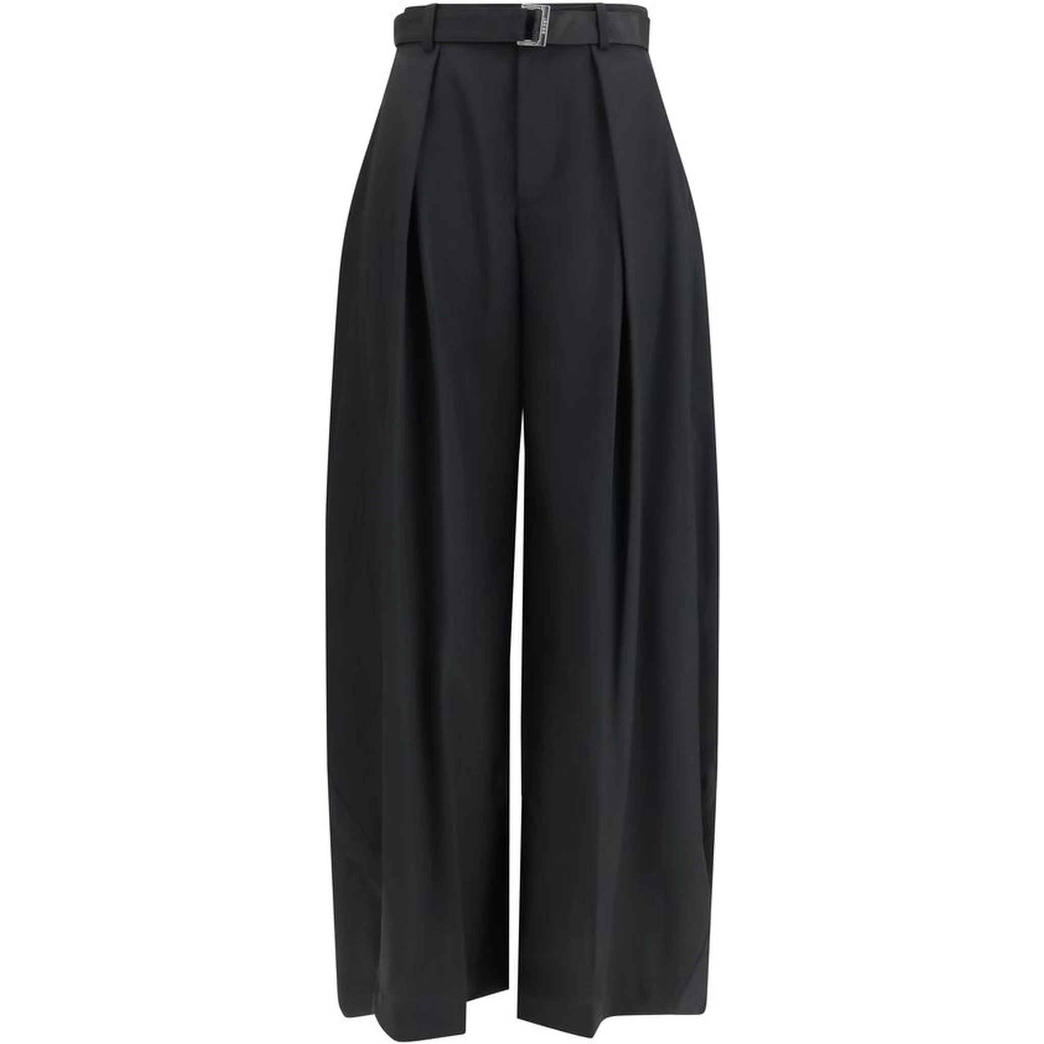 Black Polyester Casual Pants