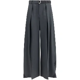 Gray Polyester Casual Pants