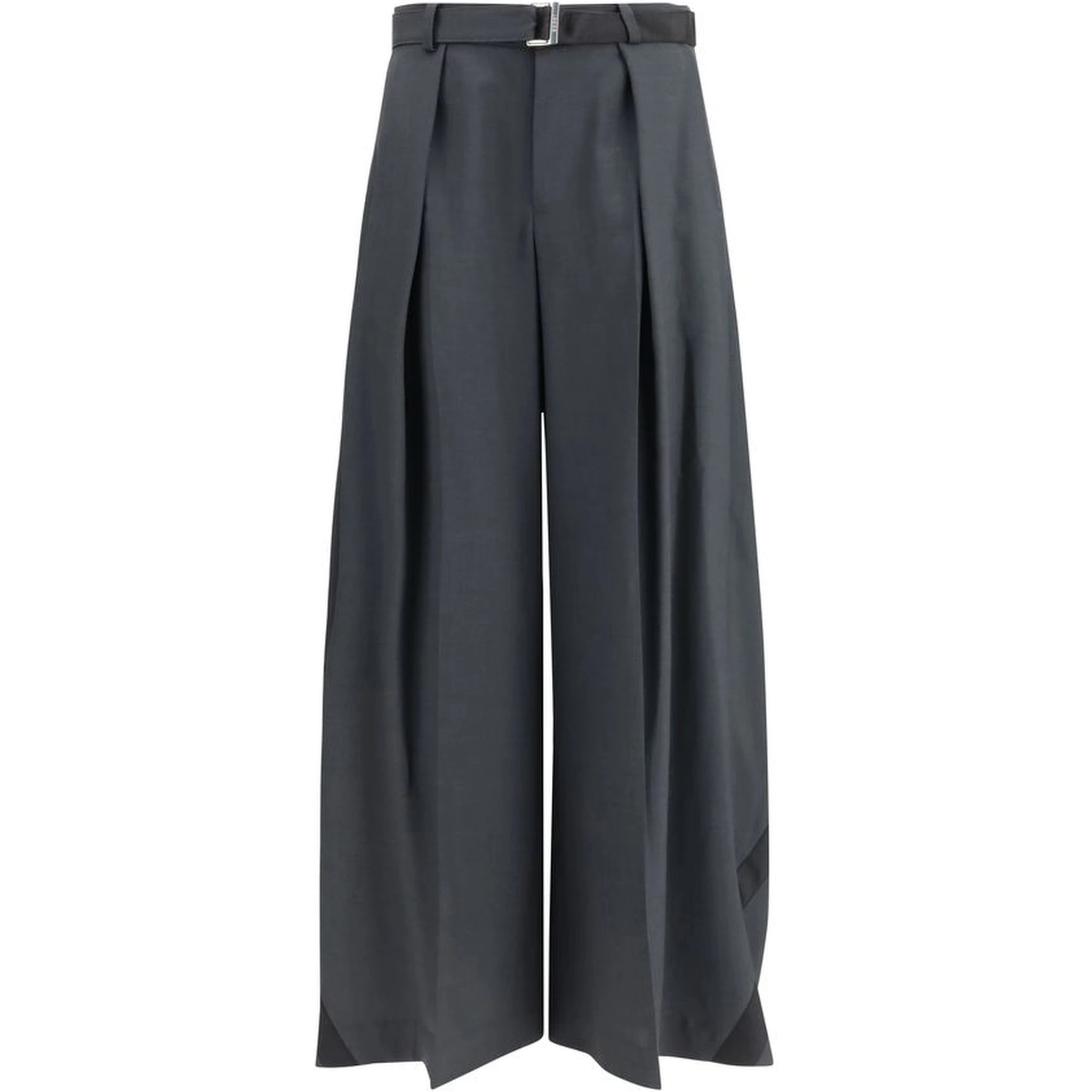 Gray Polyester Casual Pants