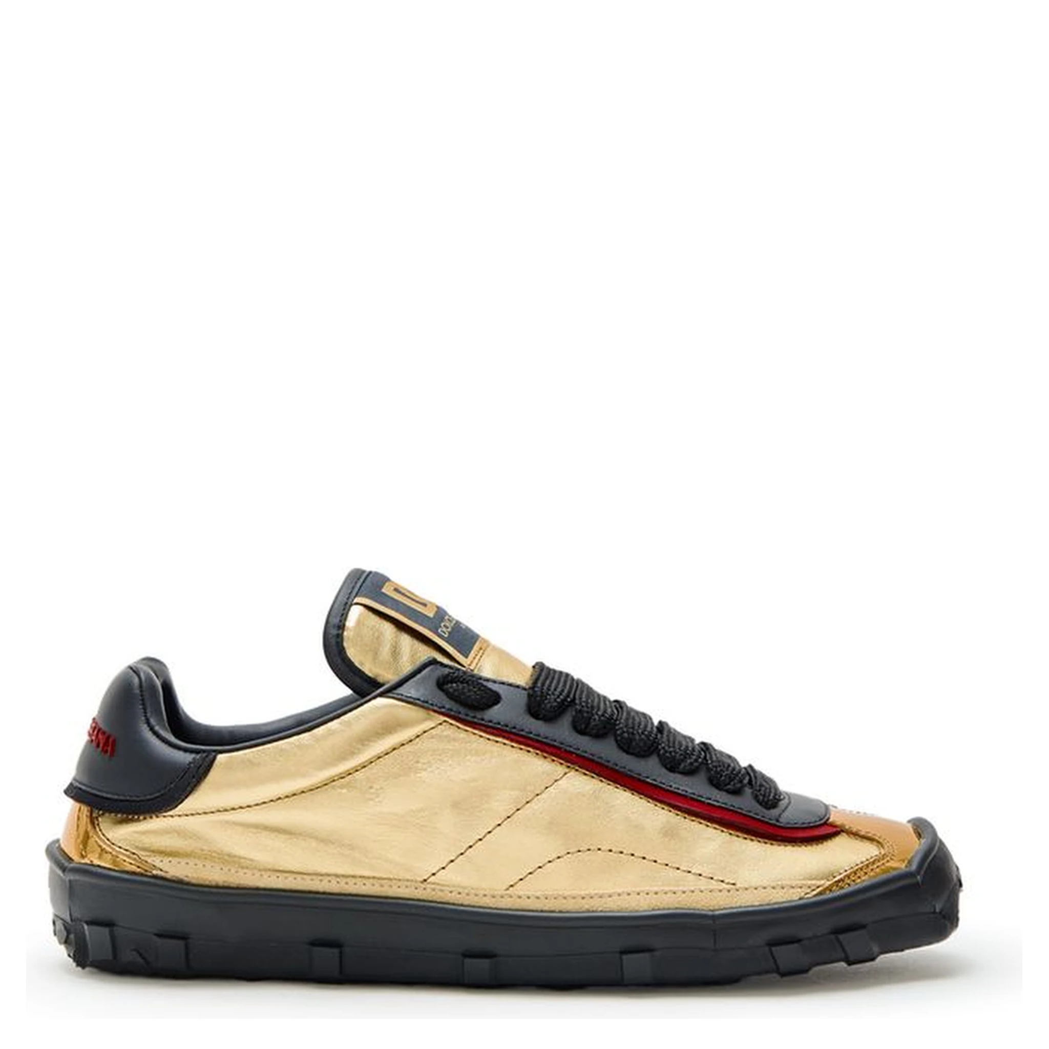 Gold Leather Low Top Sneakers