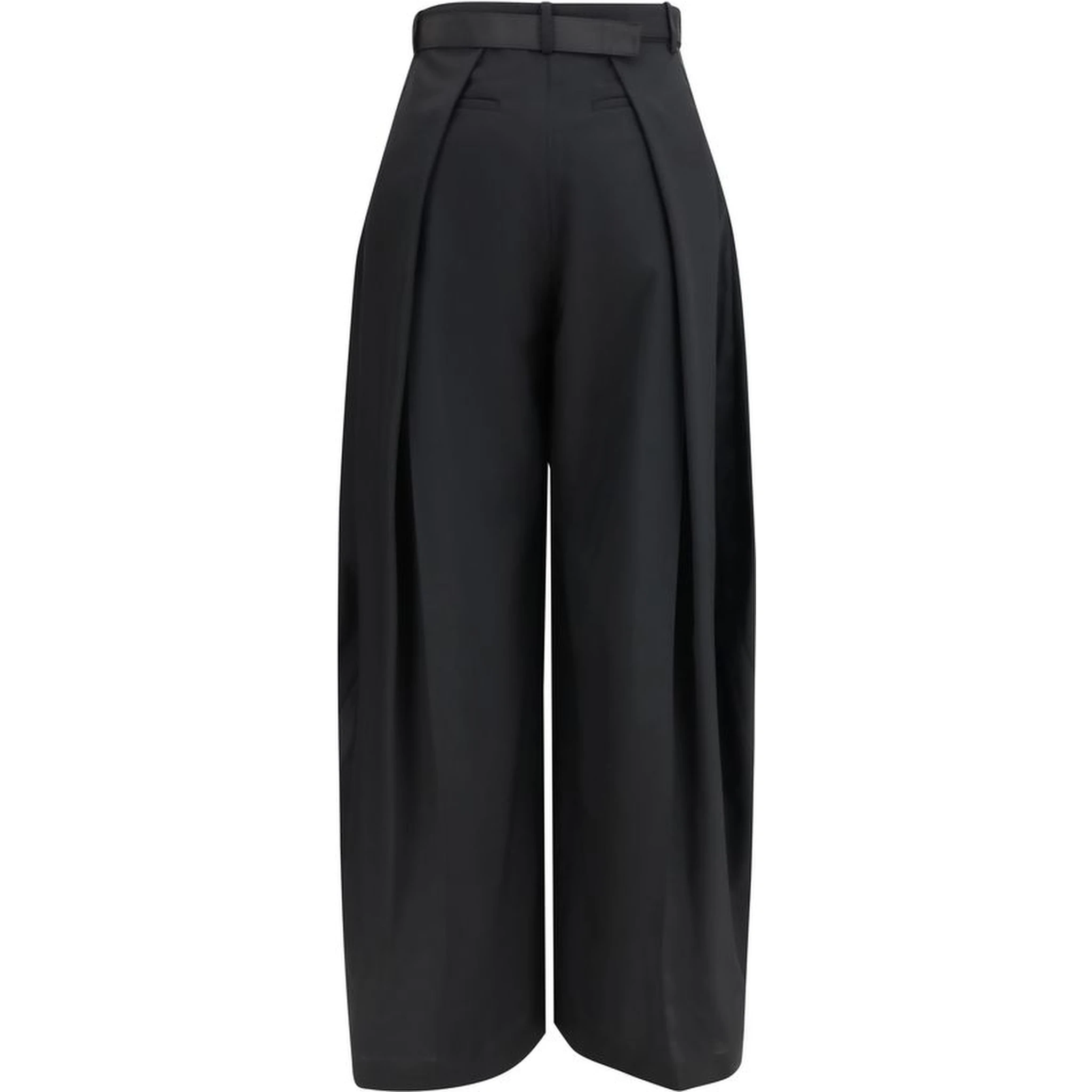 Black Polyester Casual Pants