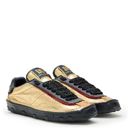 Gold Leather Low Top Sneakers