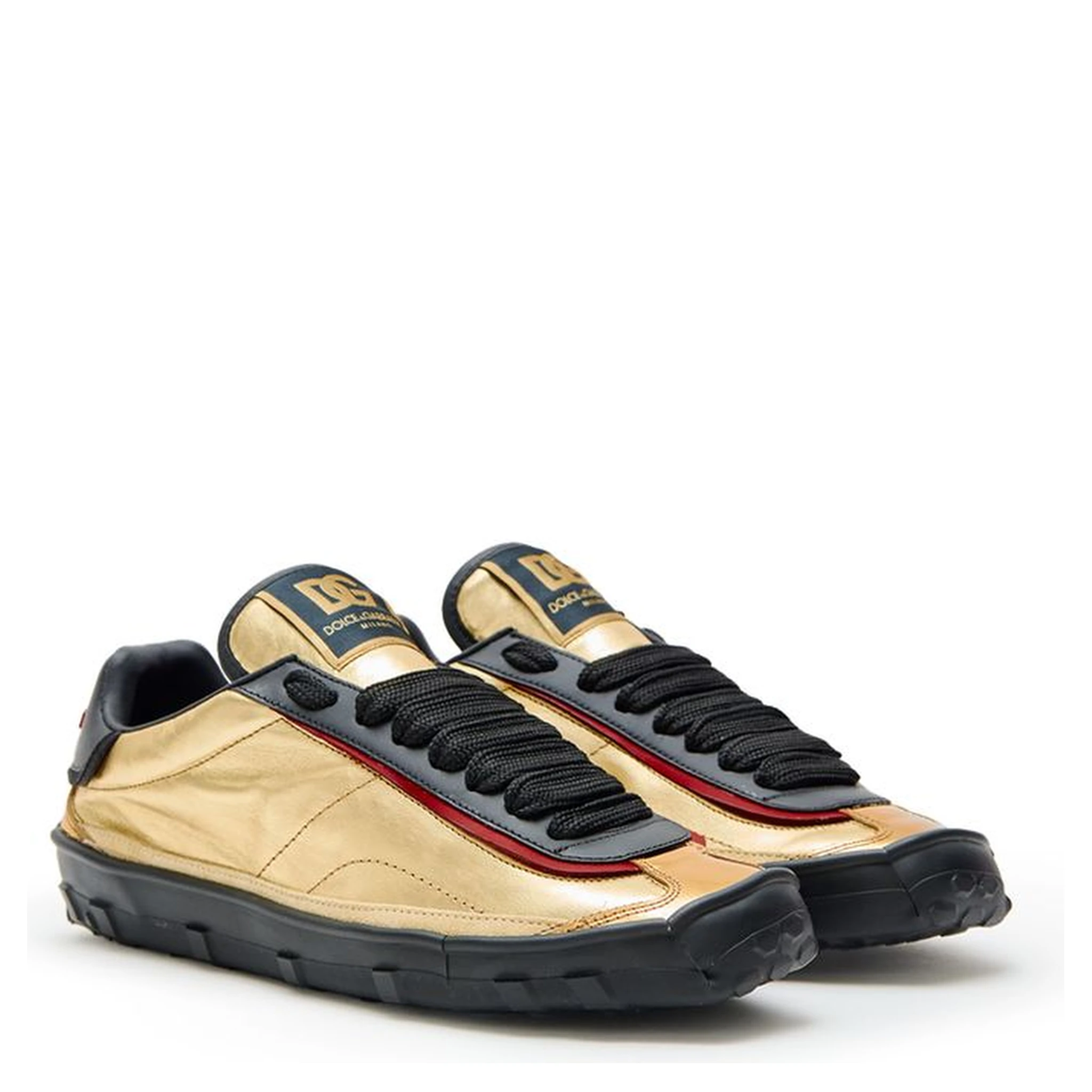 Gold Leather Low Top Sneakers