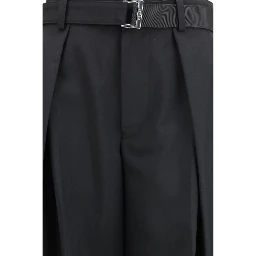 Black Polyester Casual Pants