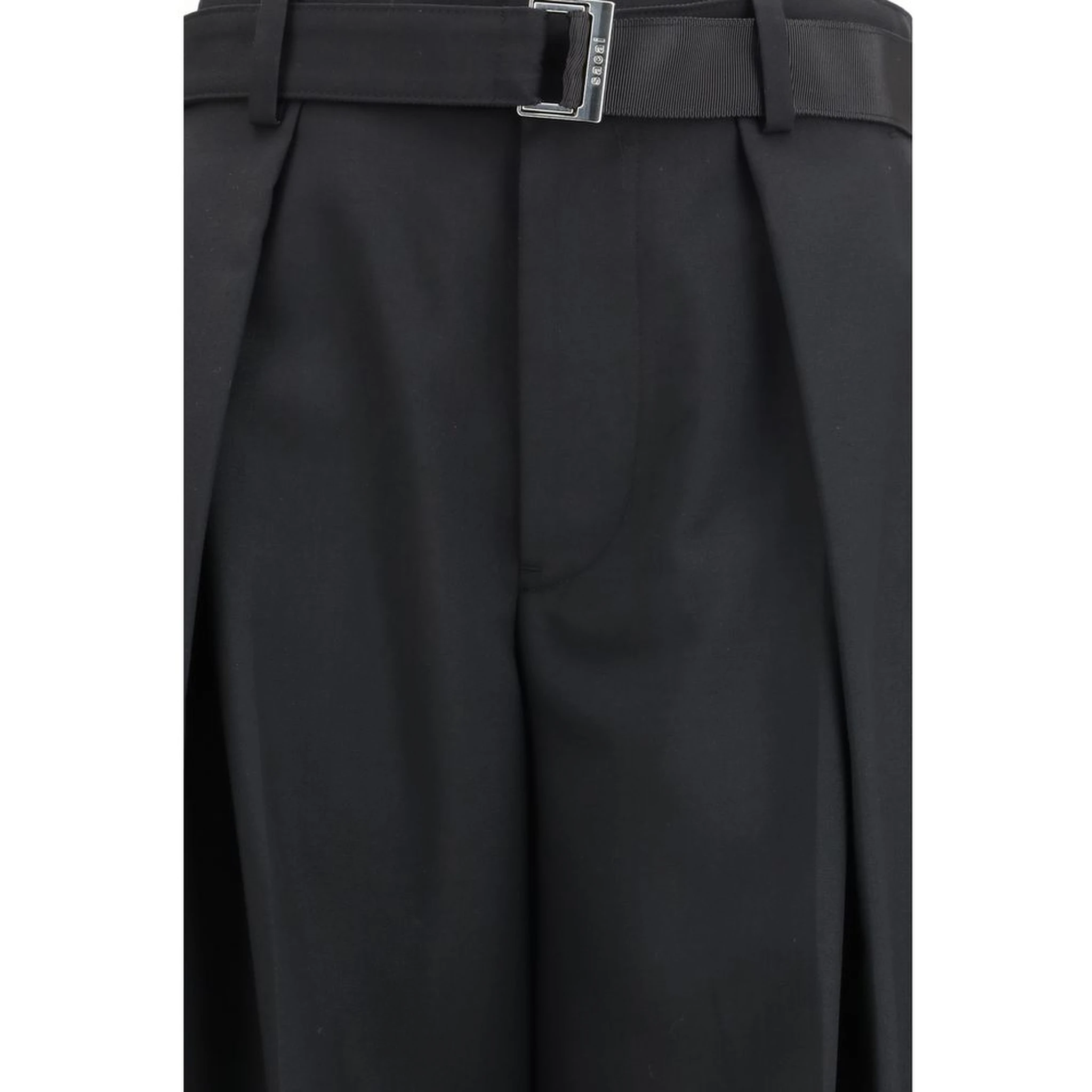 Black Polyester Casual Pants