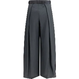 Gray Polyester Casual Pants