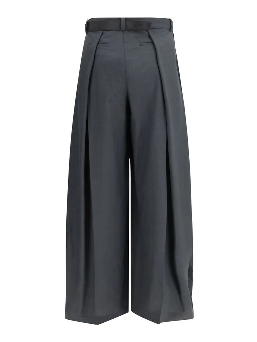 Gray Polyester Casual Pants