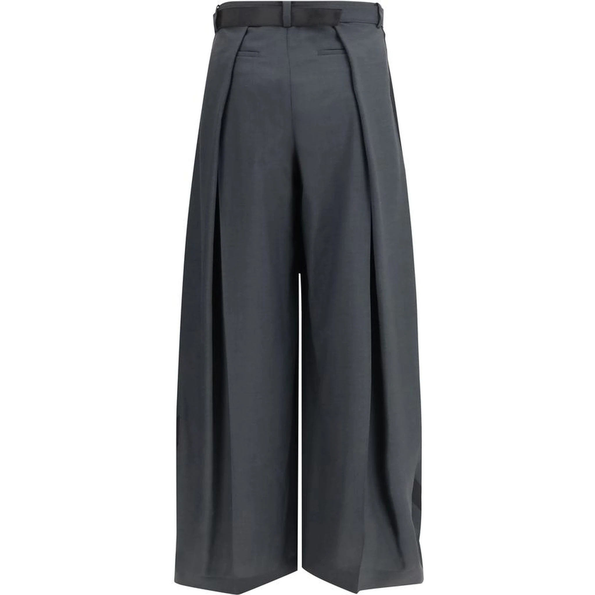 Gray Polyester Casual Pants