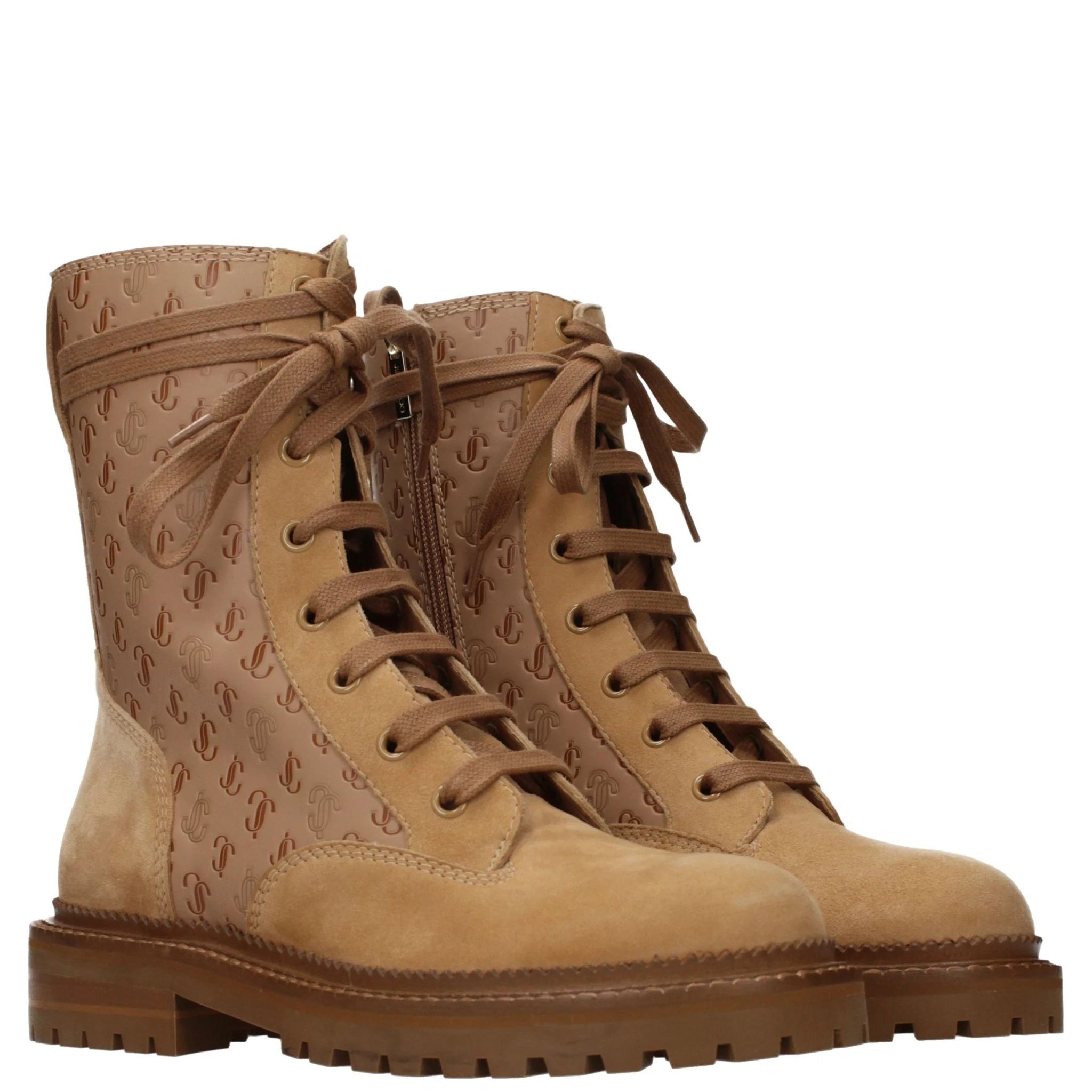 حذاء كاحل من الجلد البني