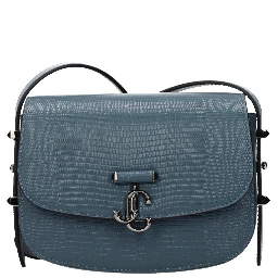 حقيبة كتف من الجلد الأزرق