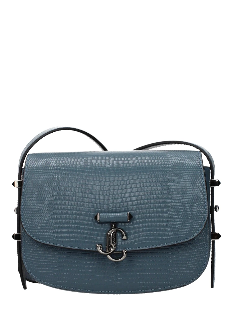 حقيبة كتف من الجلد الأزرق