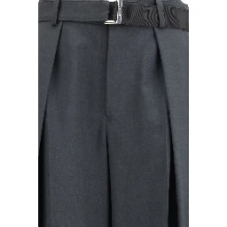 Gray Polyester Casual Pants
