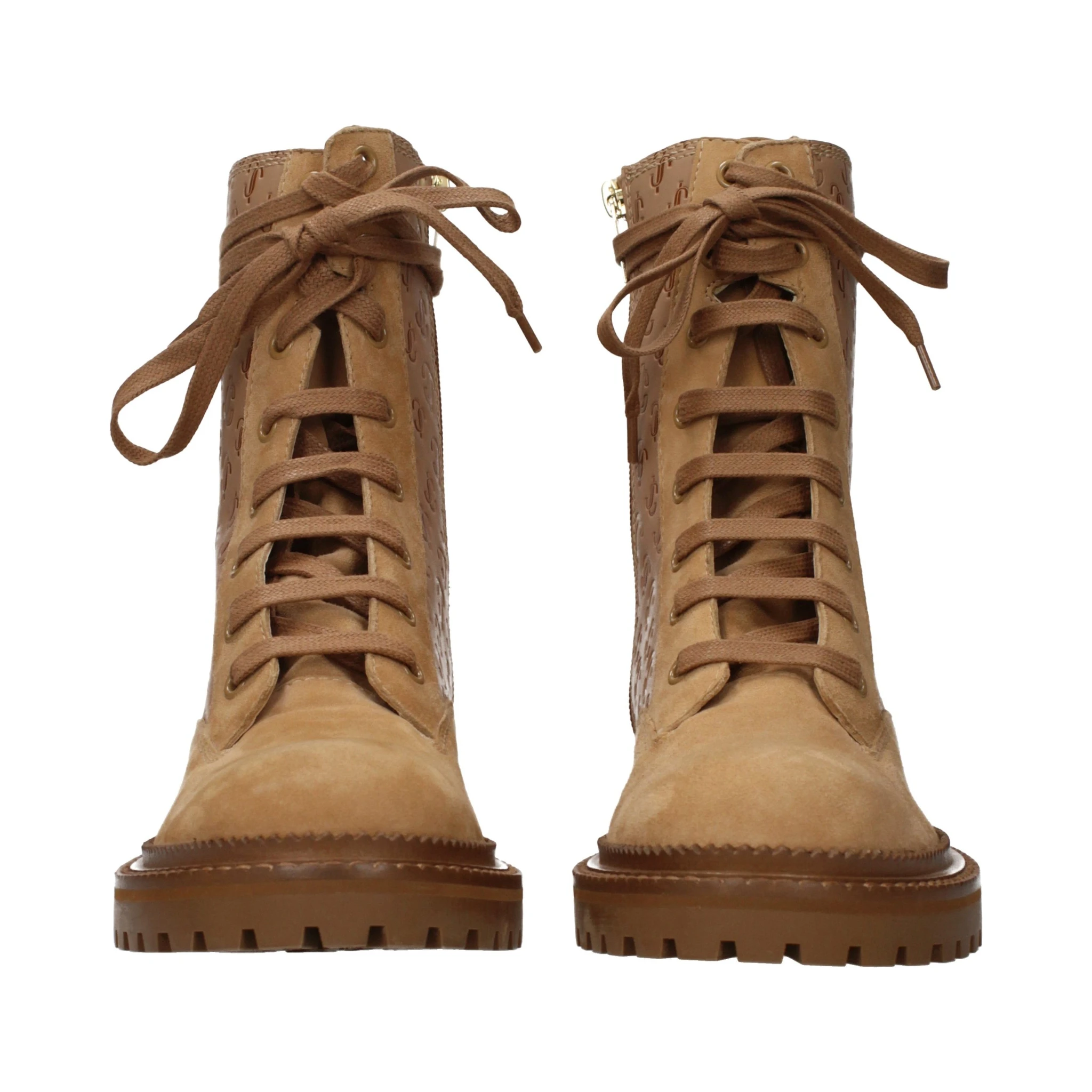 حذاء كاحل من الجلد البني